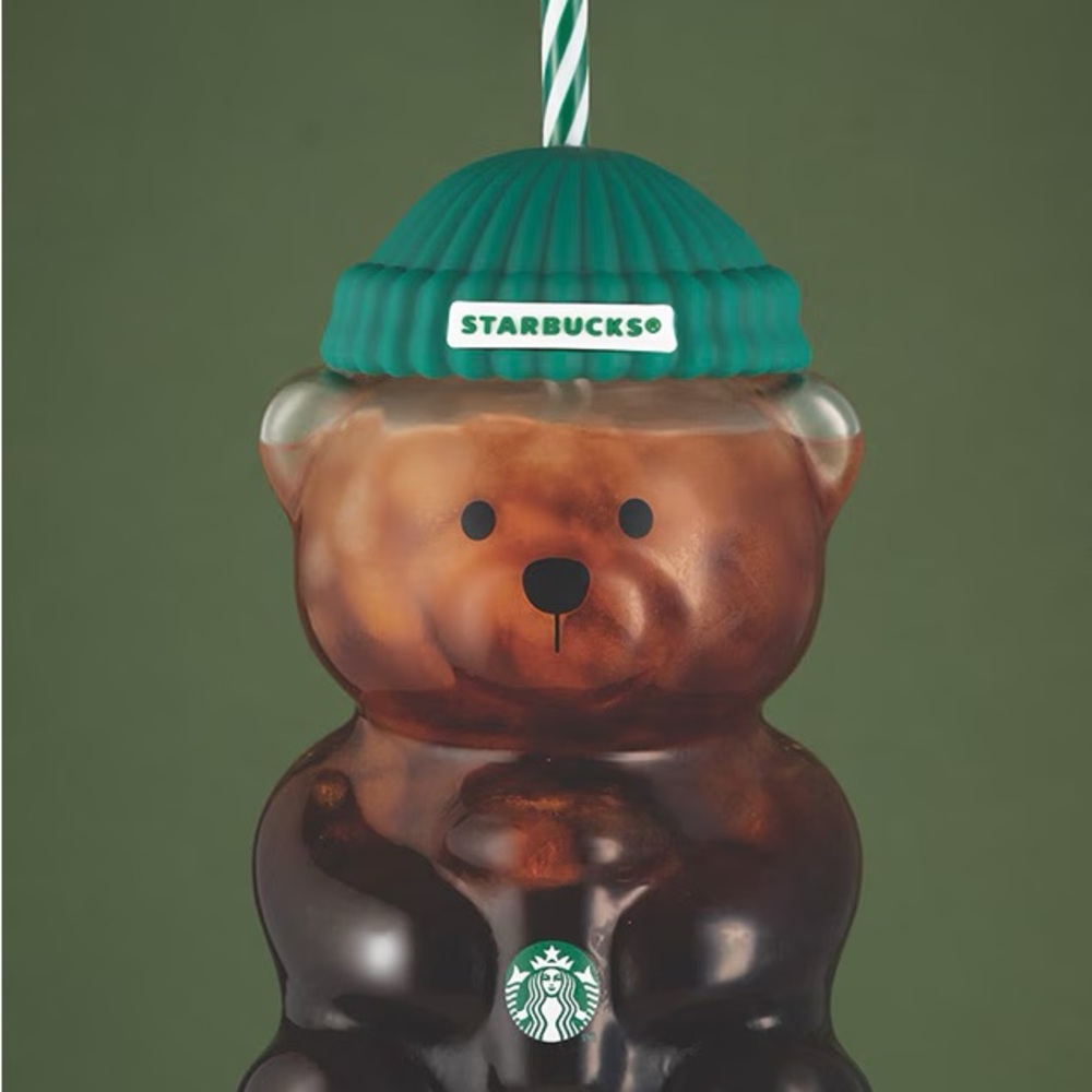 Starbucks Bear Candle with Teal Hat